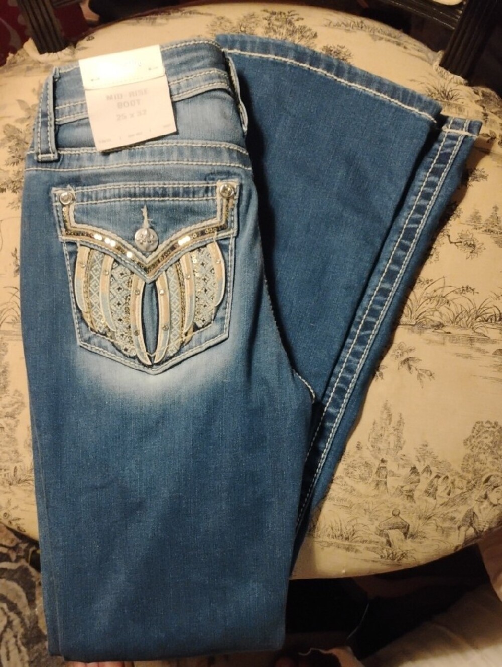 Miss Me Light Blue Embellished Boot Cut Jeans - Picture 2 of 4